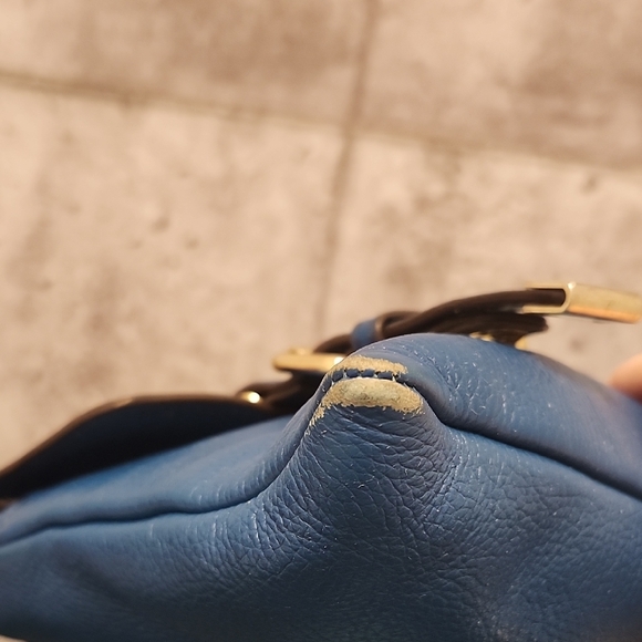 Teal Leather Danier Crossbody Bag with Turn-Lock Detail - Picture 7 of 7